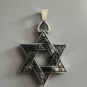 Stainless Steel Hebrew Jewish Israel Star of David Necklace Bar Mitzvah Gift Him